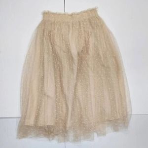 LC Lauren Conrad Disney Snow White Beige Layered Tulle Swiss Dot Skirt X-Small
